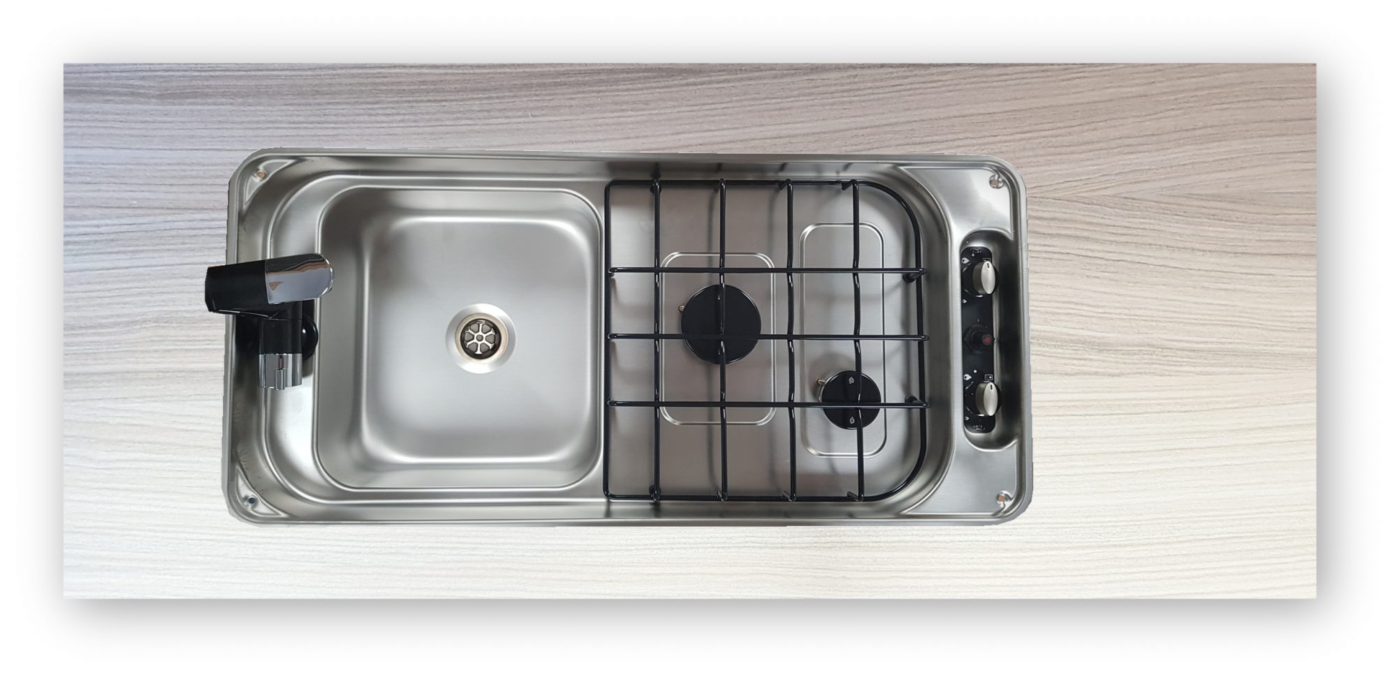 CAN FL1401GP Rectangular Two Burner Hob/Sink Combi Sink/Hob Combination Units Grassroutes
