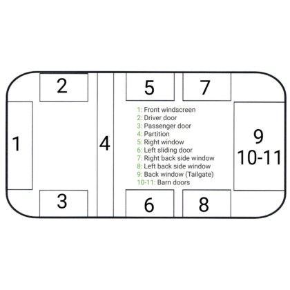 Curtain/Pre-Formed Track - Complete Sets (5 Pieces) for various van types Curtain/Pre-Formed Track - Complete Sets (5 Pieces) for various van types