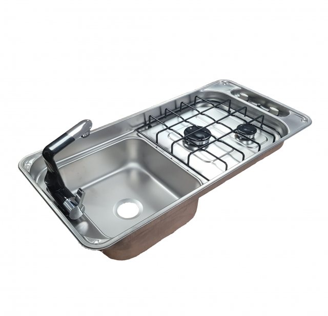 CAN FL1401GP Rectangular Two Burner Hob/Sink Combi Sink/Hob Combination Units Grassroutes