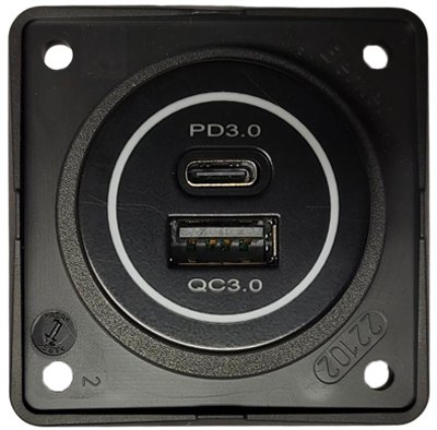 USB & USB-C Socket with Berker Backing Frame (12V)