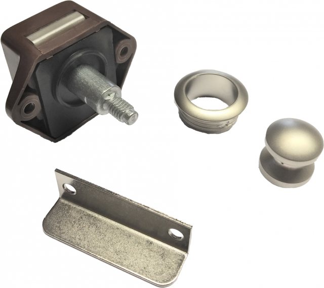 Brown Lock/Nickel Rosette & Push Button